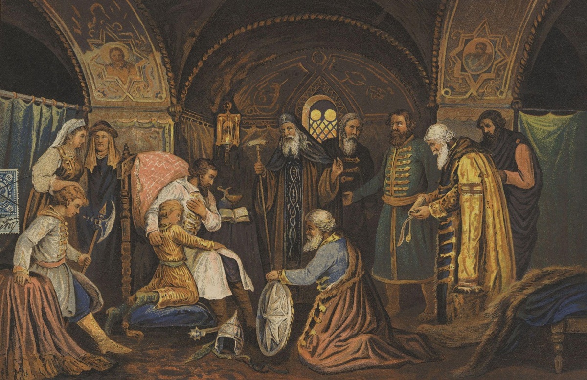 Минин и Пожарский. Литограф Соловьев, конец XIX в.