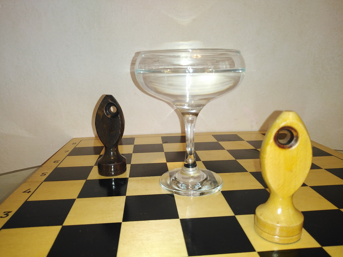 Рыба -фигура средней весовой категории - не линейная, а точечная. Рыба ходит двояко: либо на соседнюю клетку только по ортогонали, либо разово перепрыгивает через одну клетку на третью во всех прямых направлениях (и диагонально, и ортогонально).  Рыба способна рокироваться с Королём.