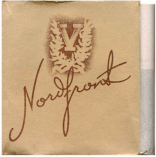 "Nordfront". Латвия, начало 1940-х годов. 20 папирос в твердой упаковке. Производитель - ? Владелец торговой марки:,"Generaldirektion der Monopole".
