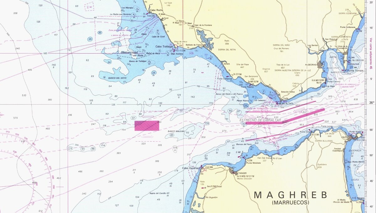 Навигационная карта Гибралтарского пролива. Фото из открытых источников.