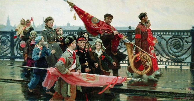 Дмитрий Мочальский. После демонстрации. Они видели Сталина. 1949. Холст, масло. Государственная Третьяковская галерея