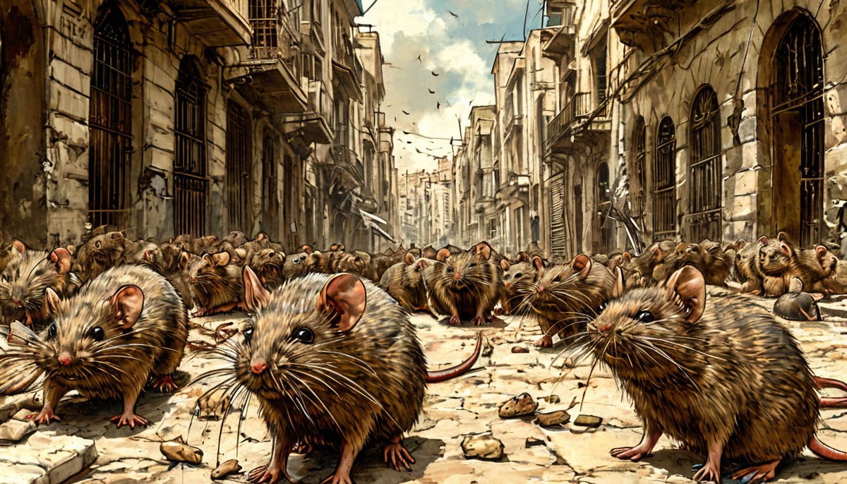 Образ захваченного крысами Орана, сгенерированный нейросетью