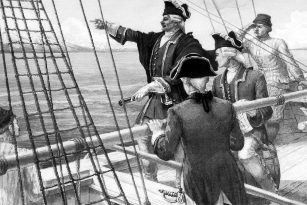    Б. Свешников. Русские мореплаватели у берегов Аляски. 1950 год. / Фото: ТАСС