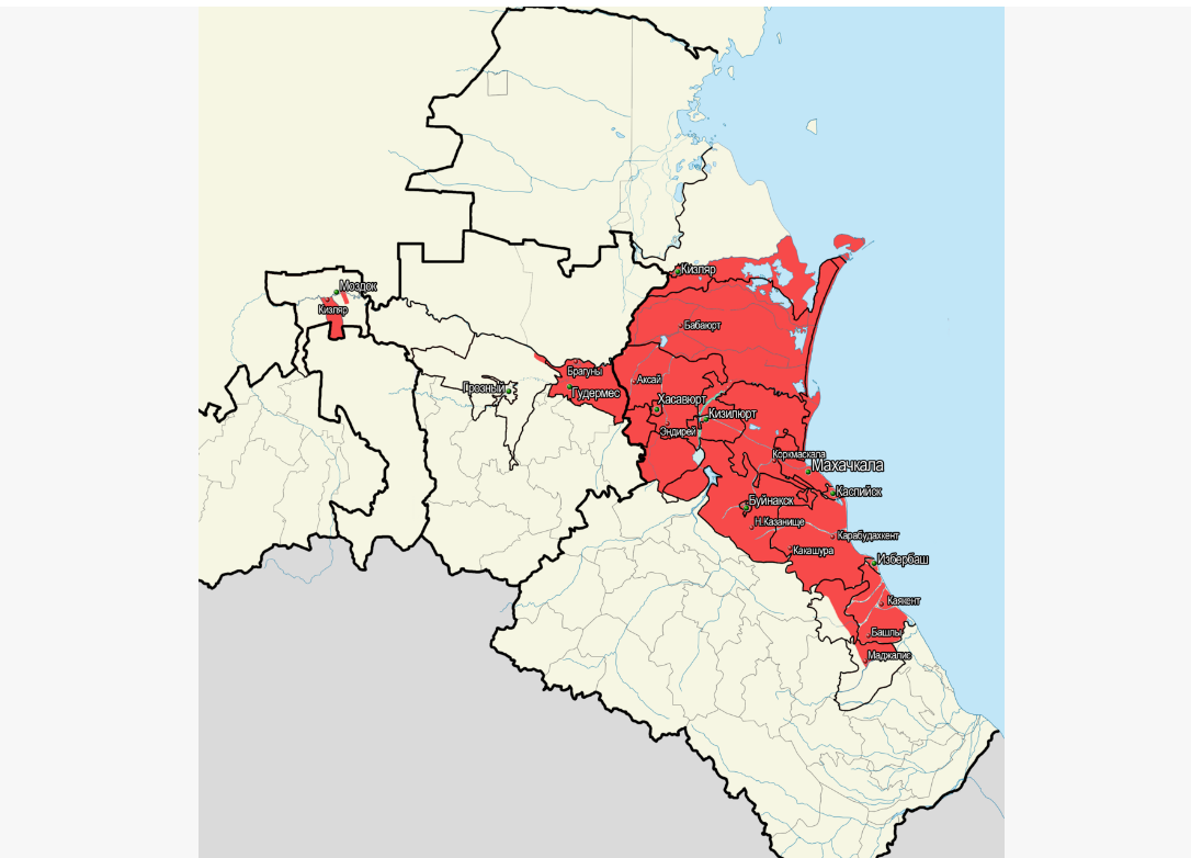 Кумыкия - область на Северном Кавказе, заселенная кумыками