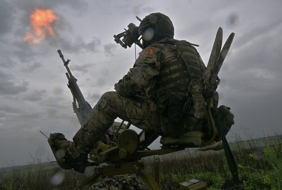    Боевая работа ВС РФ из пулемета НСВ «Утёс» по воздушным целям в зоне СВО