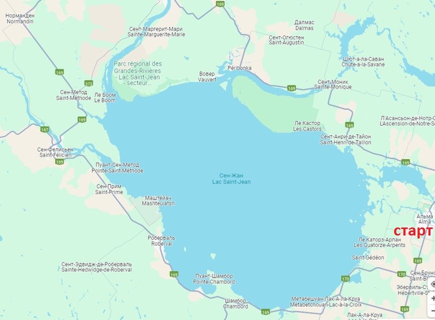 Русскоязычная карта окрестностей озера Сен-Жан