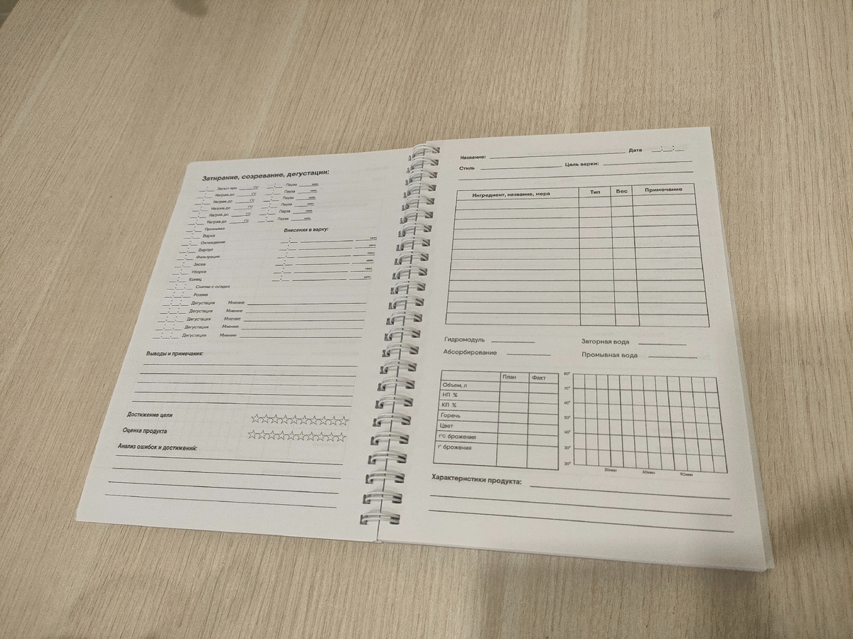 Здесь я записываю ключевые данные. Дату, название, температуру, сахаристость и сколько начального и конечного продукта получилось. Так же я указываю в каком виде я вносил дрожжи и сколько в общем получилось у меня пива.