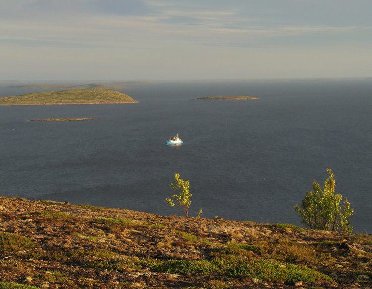 Научно-исследовательское судно «Эколог» у берегов архипелага Кузова, Белое море. Фото: Из архива Рамиза Алиева