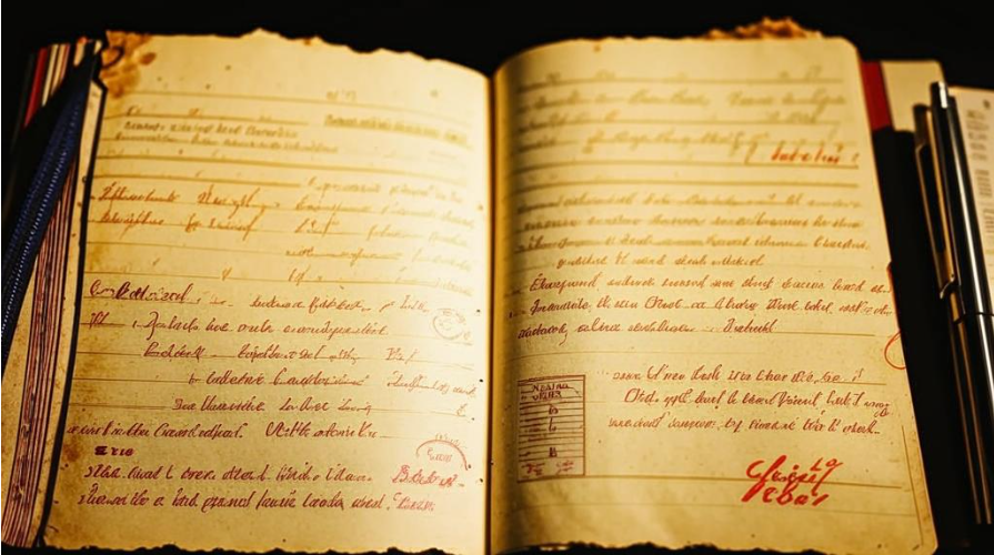 Старая, пожелтевшая страница дневника.