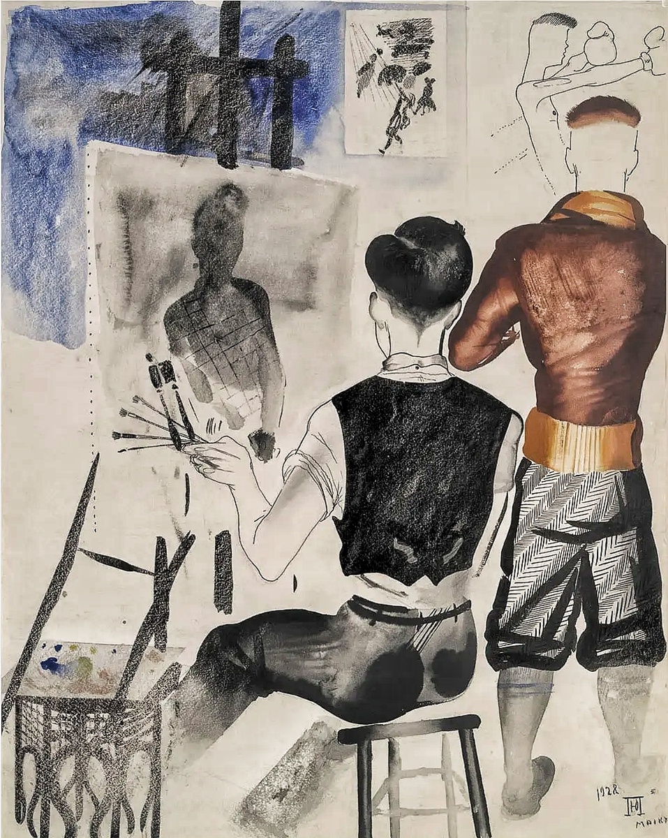 Пименов Ю. И. "Художники в мастерской (А.Д. Гончаров и Ю.И.Пименов)". 1928 год.