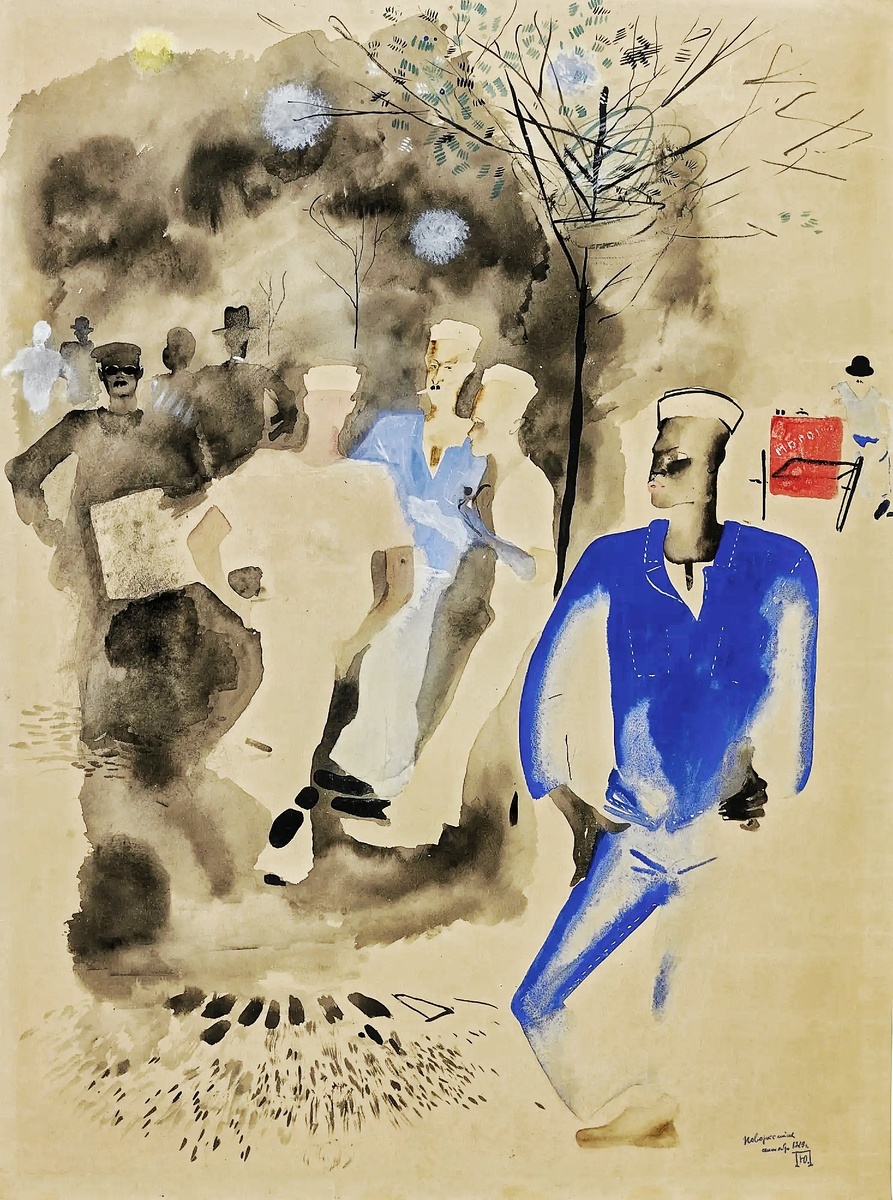 Пименов Ю.И. "Уличная сцена в Новороссийске". 1929 год.