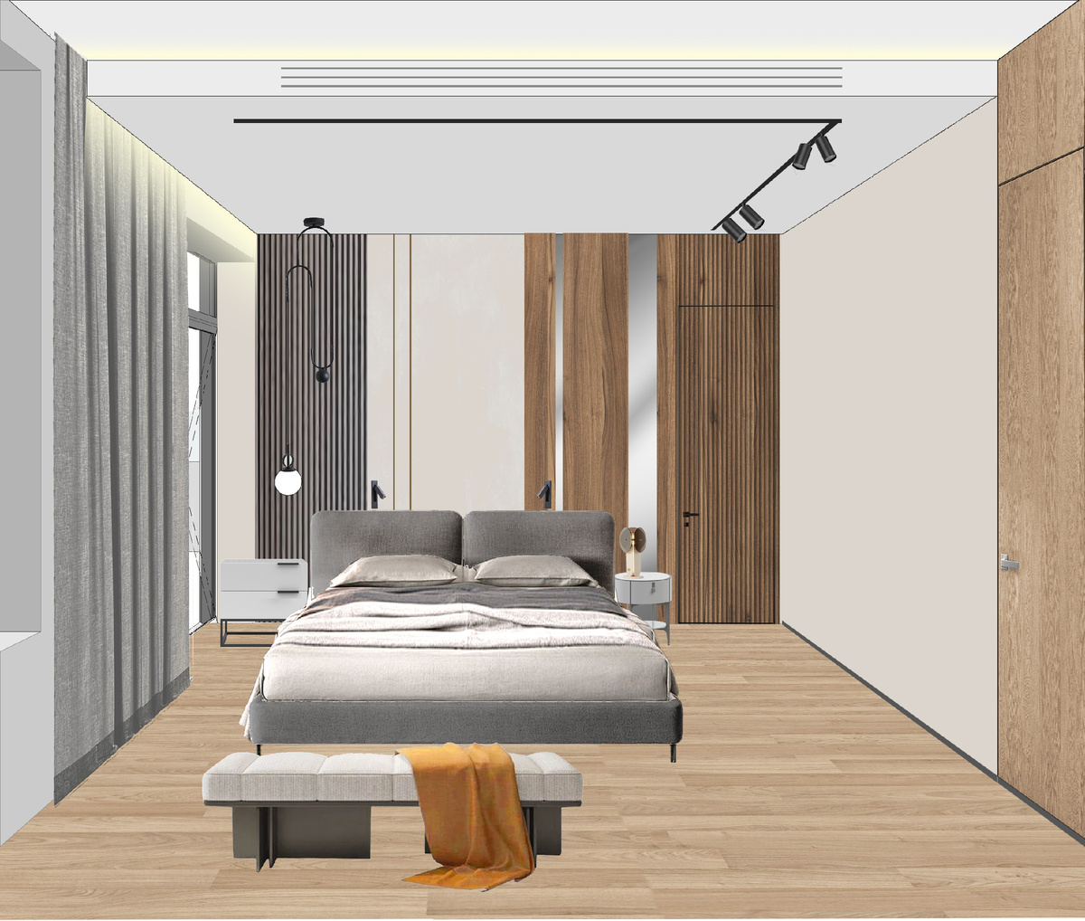 Коллаж интерьера мастерспальни. Дизайнер Харашкевич Юлия