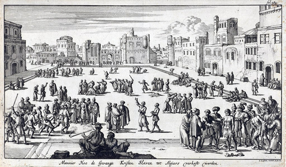 Христианские пленники продаются как рабы на площади в Алжире, Ян Луйкен, 1684