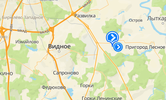Расположение ЖК "Пригород Лесное" на карте 