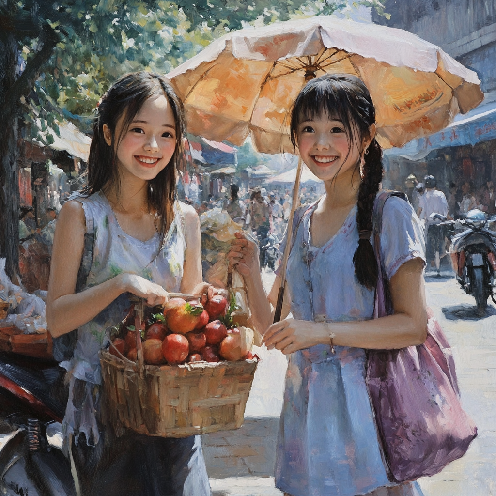 Очаровательные китаяночки. Моя иллюстрация с помощью нейросетей специально для этой статьи