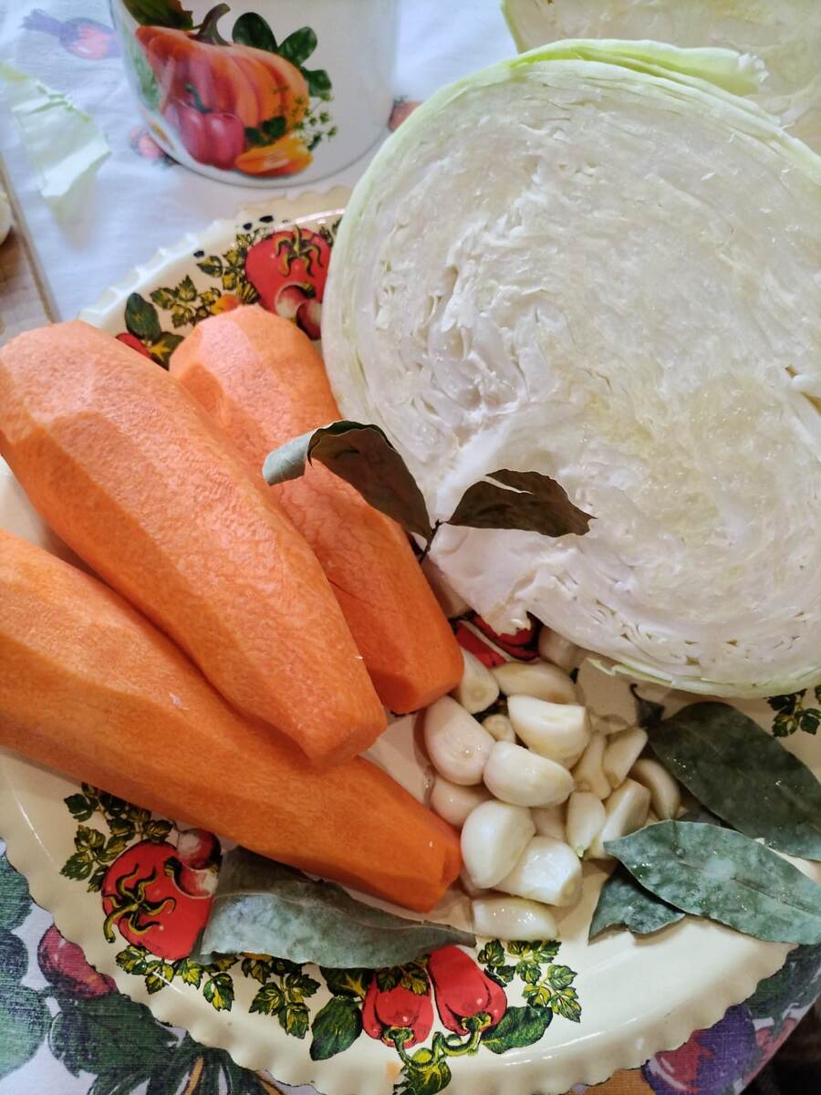 Подготовленные овощи. 