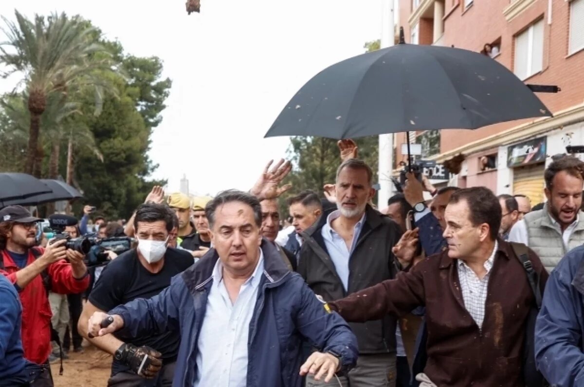    Король Испании Филипп VI прервал визит в районы Валенсии после нападения