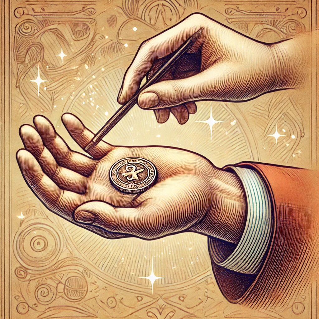 Секрет фокуса с монетой, обучение фокусу для детей