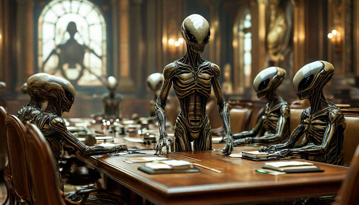 Илюстрация встречи инопланетян. Шедеврум.