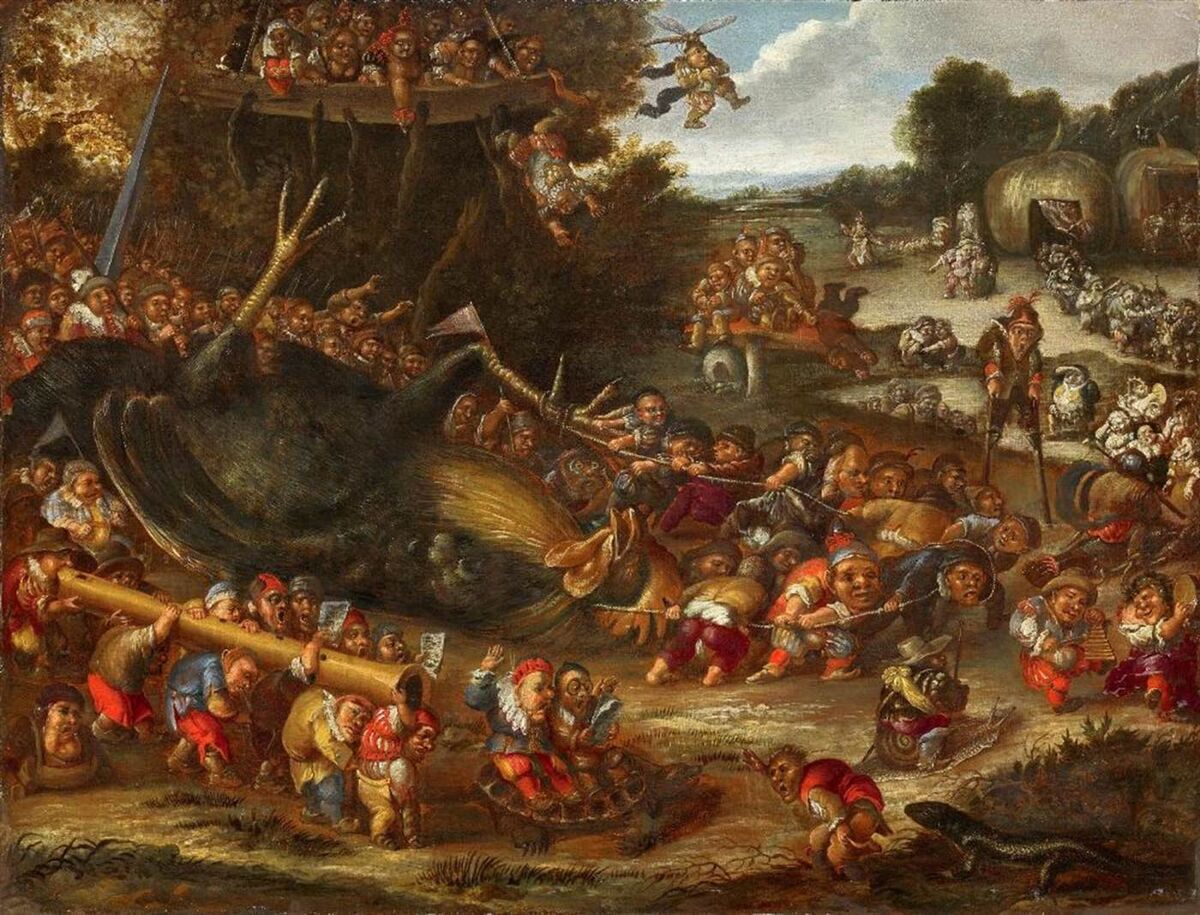 Славное вступление армии гномов, несущих добычу