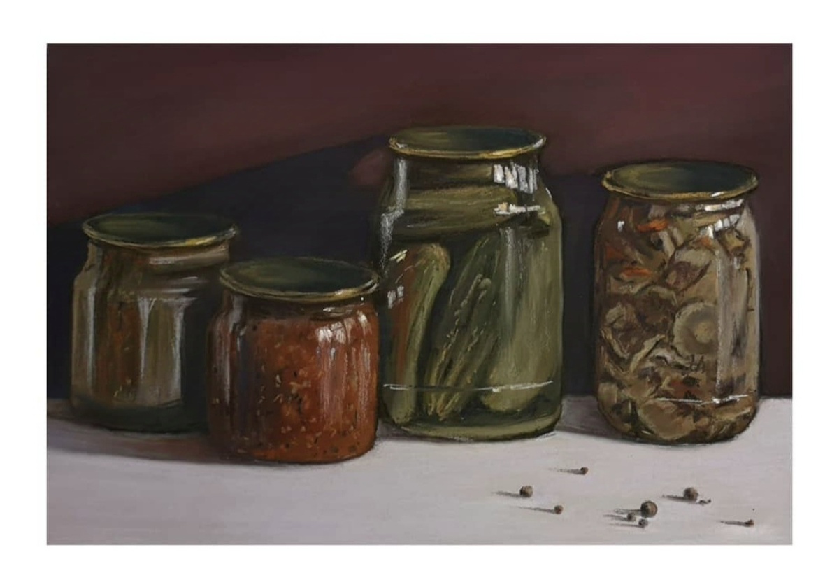 Крицкая Линда перец и отражения, бумага, пастель 30-40 си 