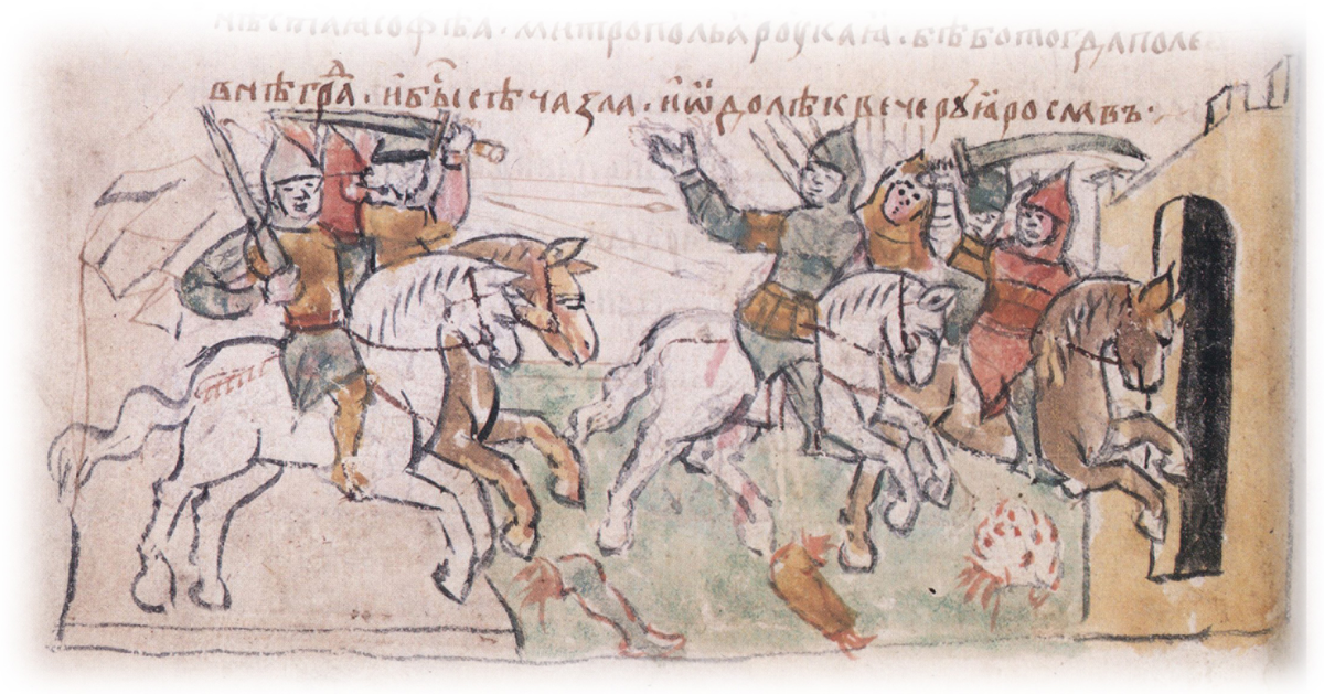 Бегство печенегов под Киевом. Миниатюра. ru.wikipedia.org