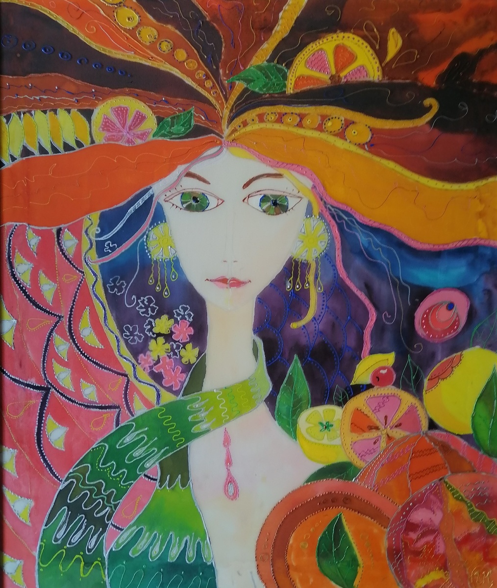 Лена-лето. Батик. Работа автора.