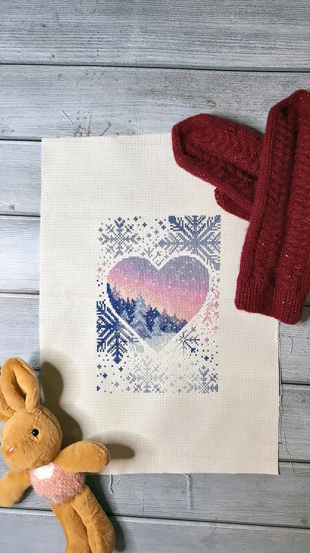 Вышитая работа по схеме «Люблю зиму». Вышила Ксения Васильченко