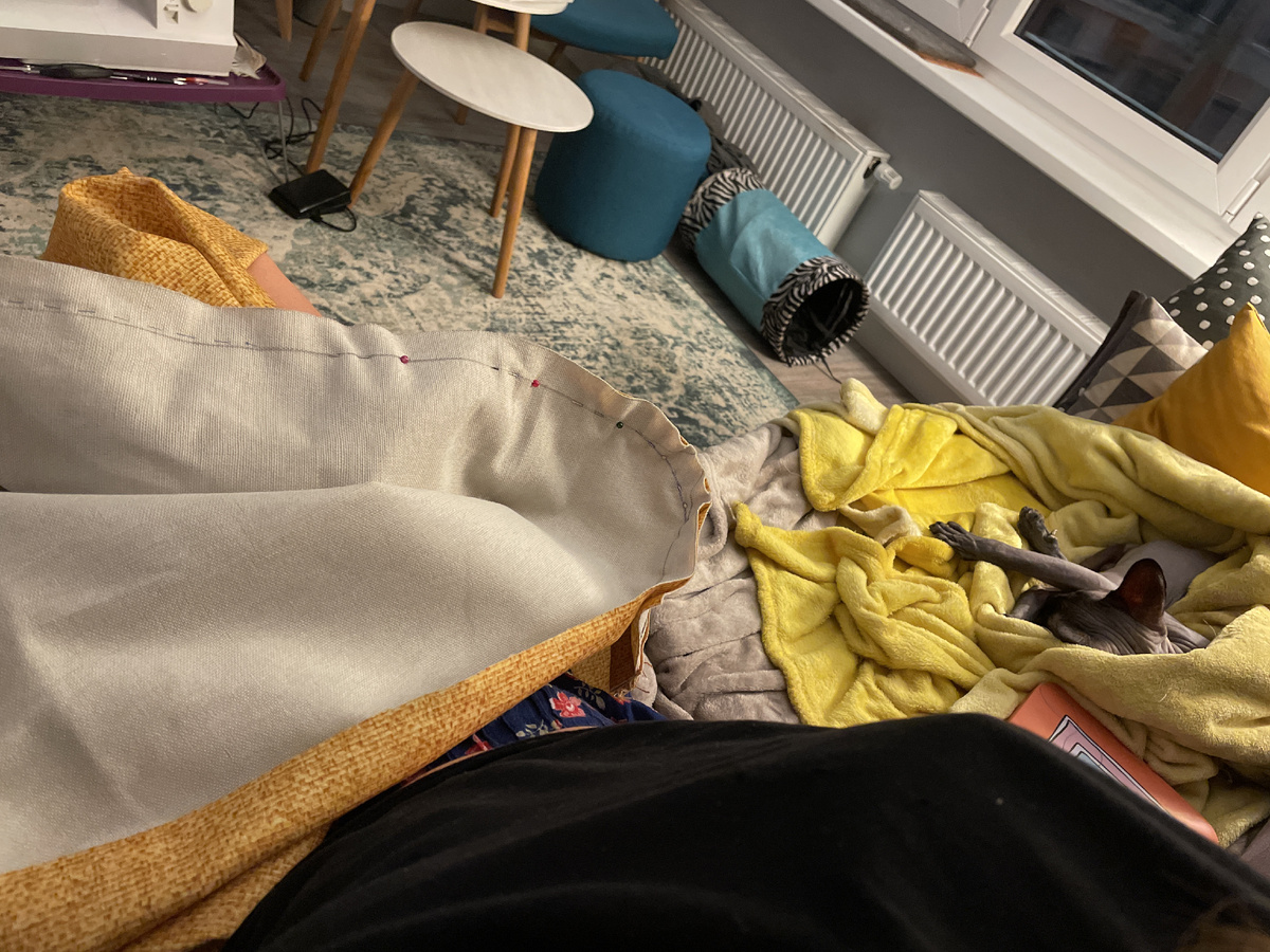 Ну а дальше мы с котом долгими зимними вечерами под сериалы шили чехол для парашюта