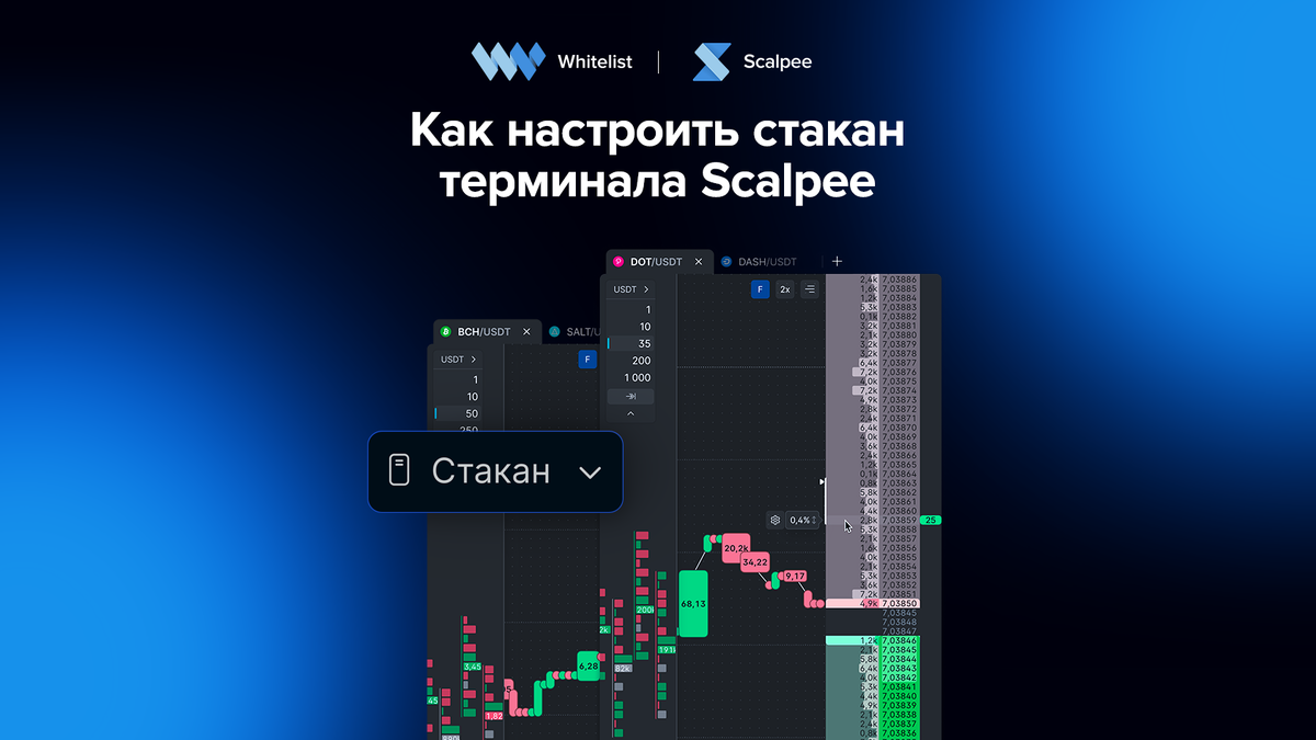 Инструкция по настройке стакана в терминале Scalpee