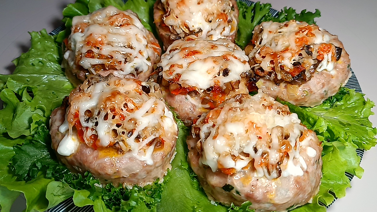 Мясные «стожки» с грибами на праздничный стол