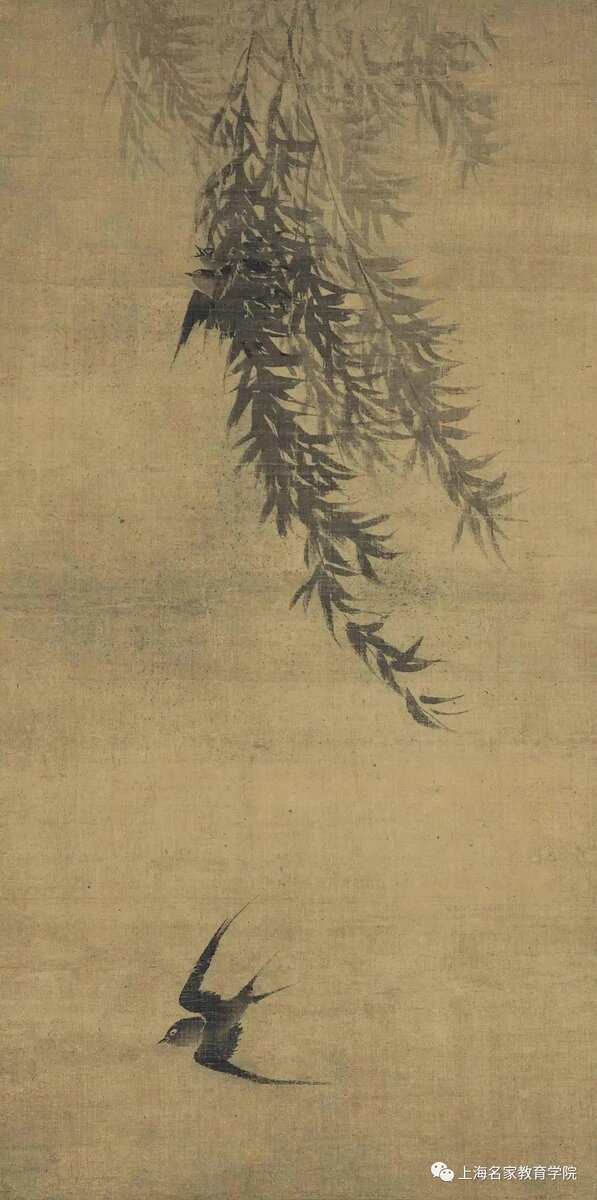 «Картина ива и ласточка» (《柳燕图》), ﻿Му Си (牧溪), Токио Токугава Доун Кайдзо. Источник: сайт baidu.com