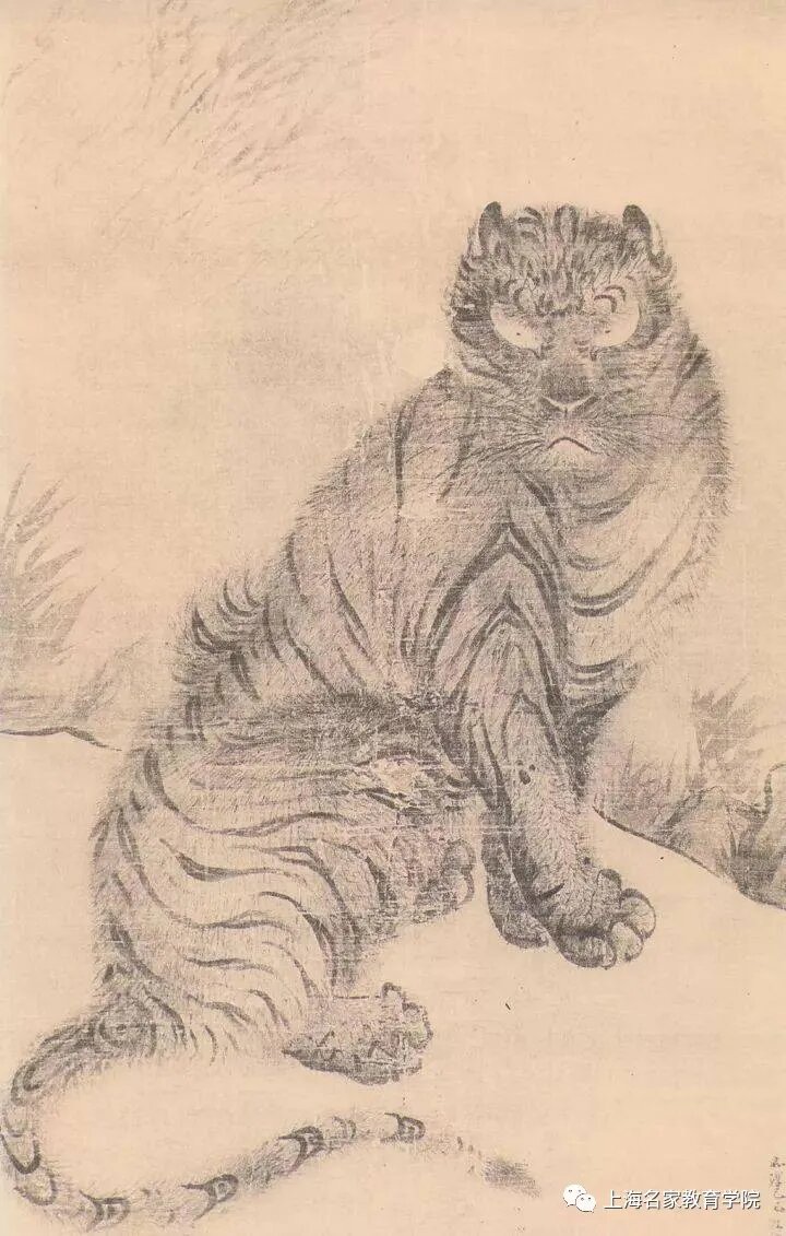 «Тигр» (《虎》), Му Си (牧溪), бумага, тушь 31,1х29 см. Коллекция храма Дайтокудзи Рёко-ин, Киото, Япония.
Источник: сайт baidu.com