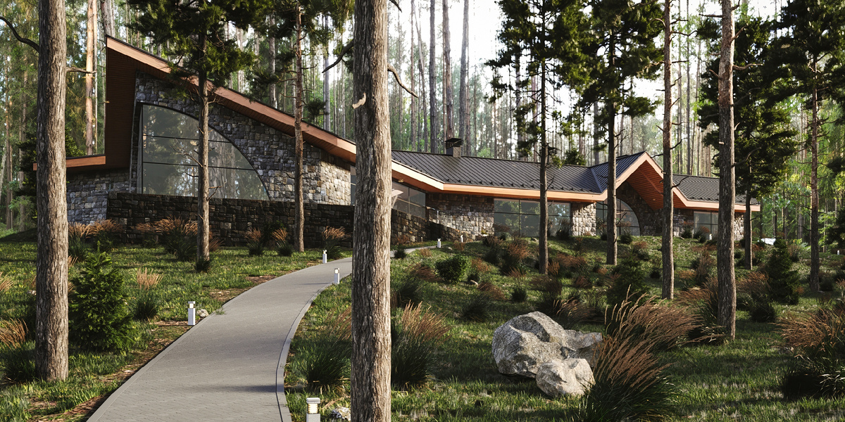 Визуализация загородного дома. Студия визуализации "Aleksandrov 3D".