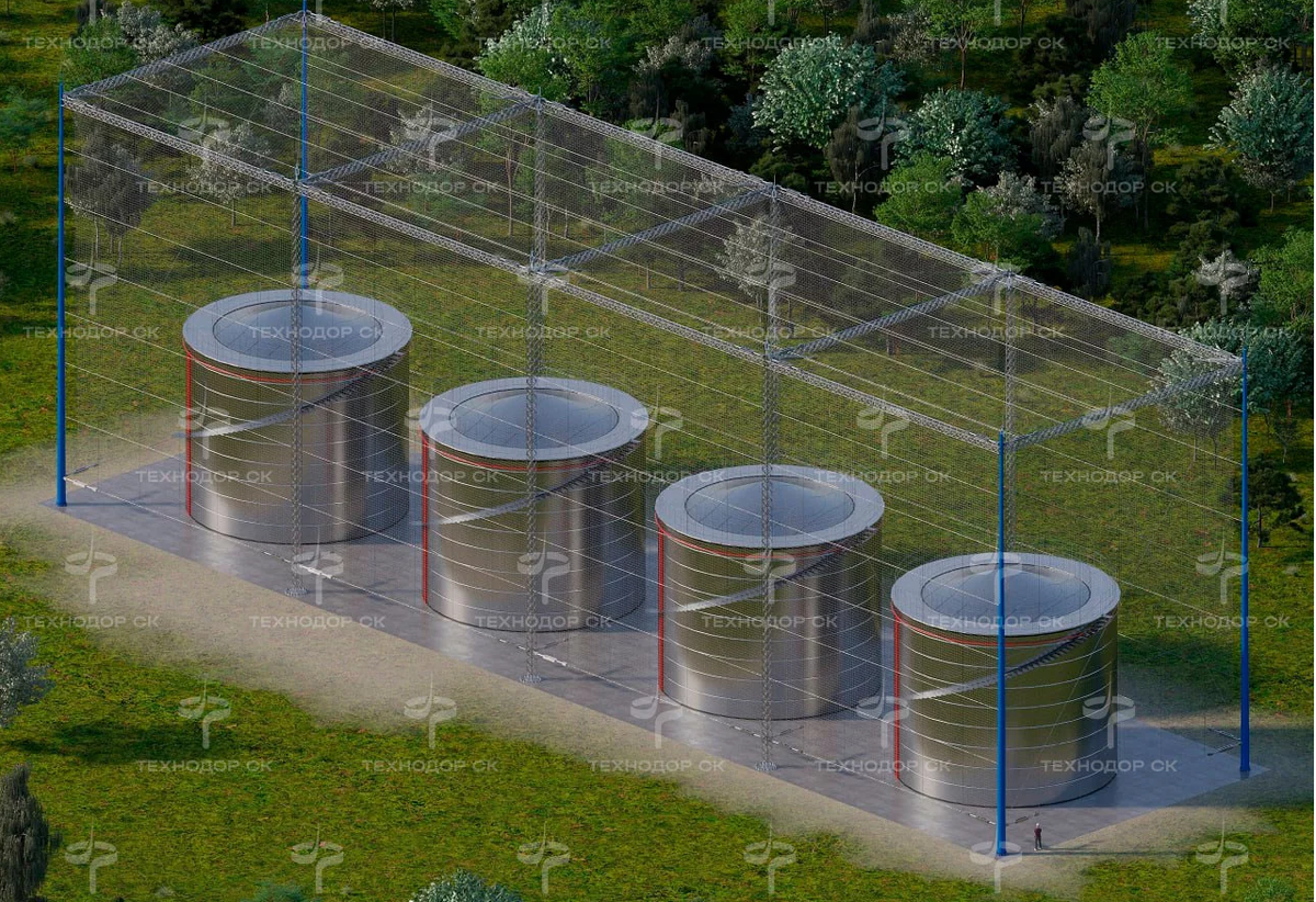 Схематическое 3D-изображение механической защиты от БПЛА компании Технодор СК