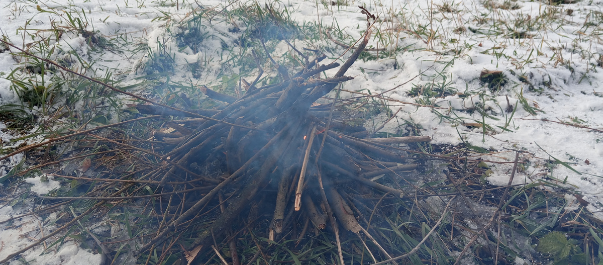 Костер разгораться не хотел. Бумага сгорала, а дальше огонь пропадал.