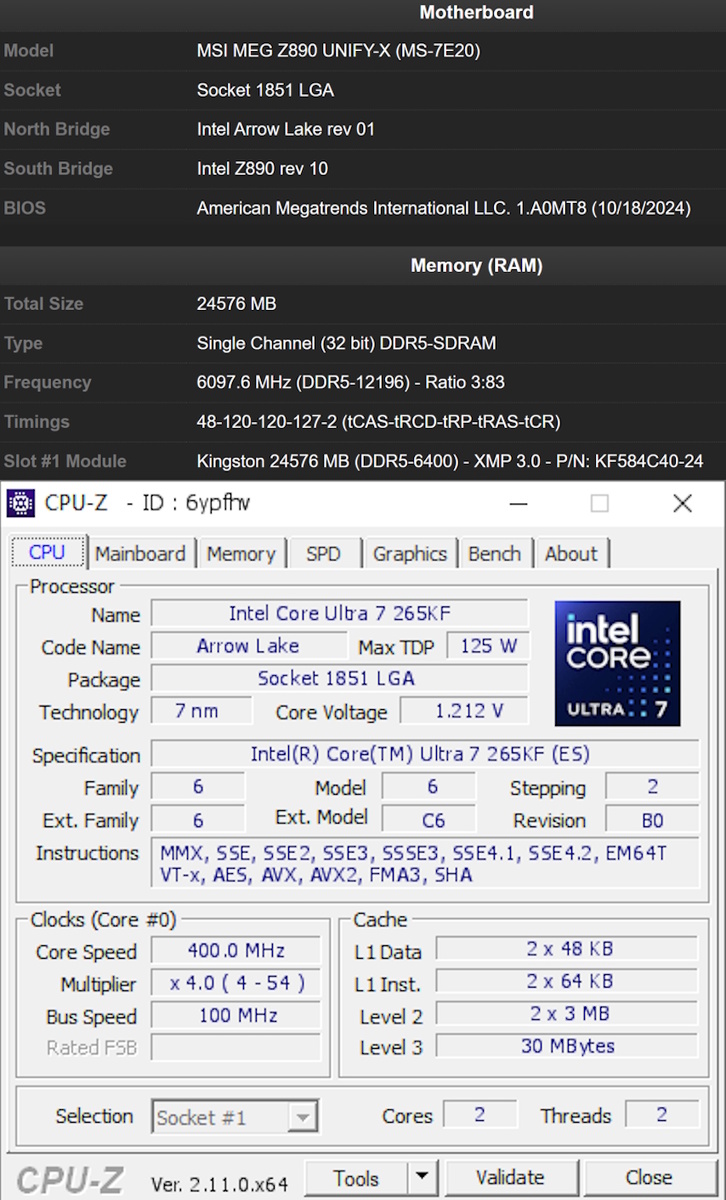 (C) CPU-Z Validator / HWBOT