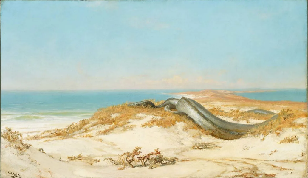 Элиху Веддер "Логово морского змея", 1864 год. Картина не имеет отношения к криптозоологии и по словам самого автора символизирует борьбу с внутренними демонами. Зачастую именно символизм сопровождает упоминания "морского змия" в трудах философов и библейских пророков