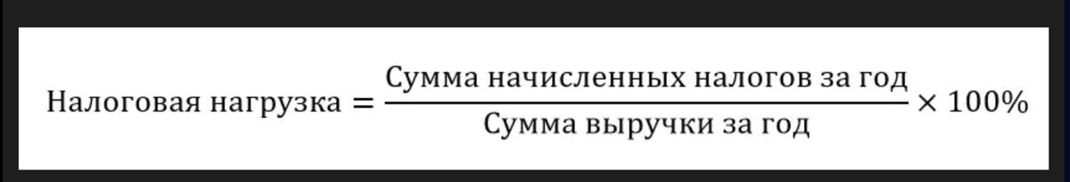 Формула расчета налоговой нагрузки