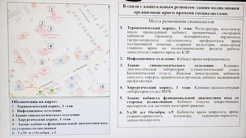    Места размещения специалистов ЦРБ