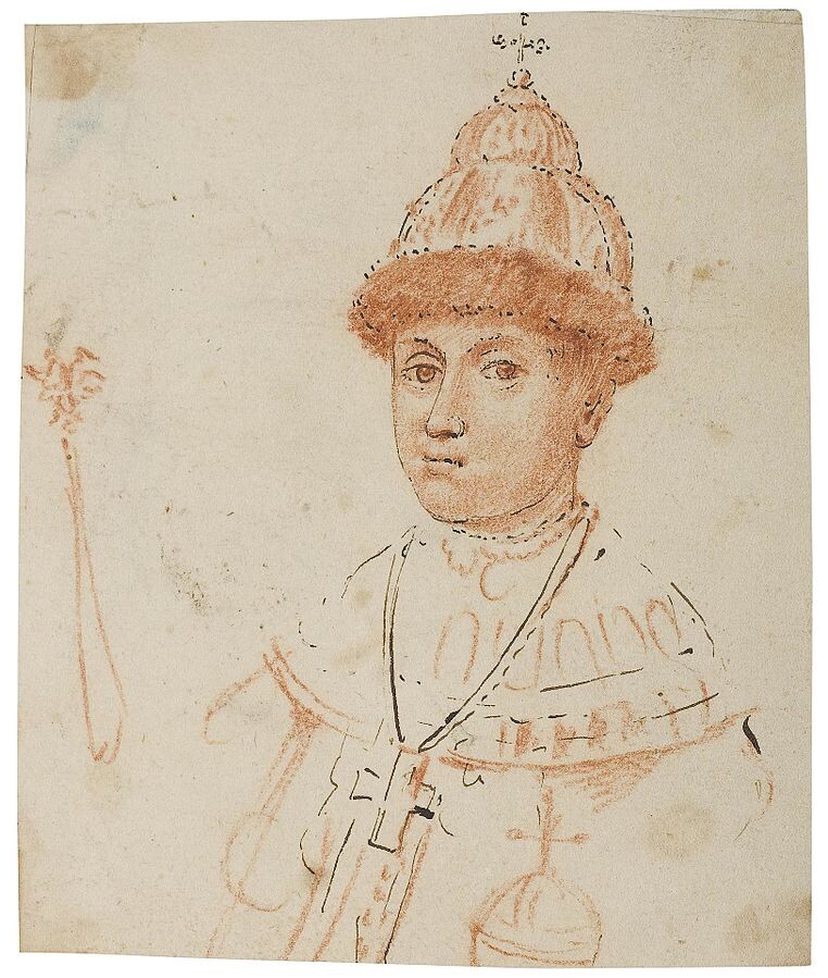 Погрудный портрет царя Федора Алексеевича с державой и скипетром. Неизвестный голландский художник. 1676 год.