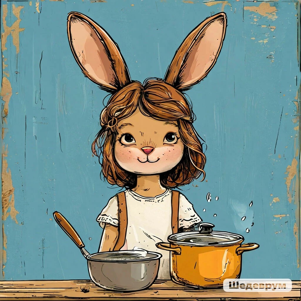 Сделали с Шедом Зайку на кухне :) 