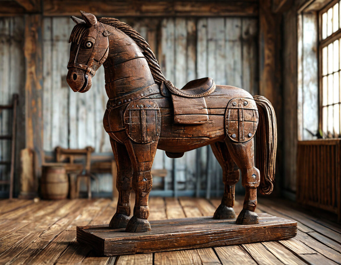 Троянский конь. Изображение сгенерировано нейросетью