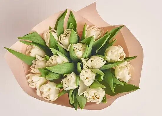   Букет из 15 белых пионовидных тюльпанов от AzaliaNow Мария Казённова