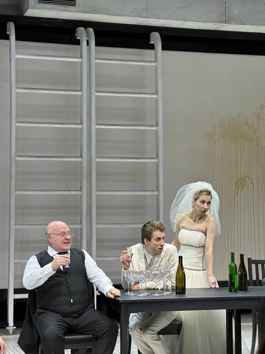 Свадьба: Его превосходительство, Передонов и Варвара. 