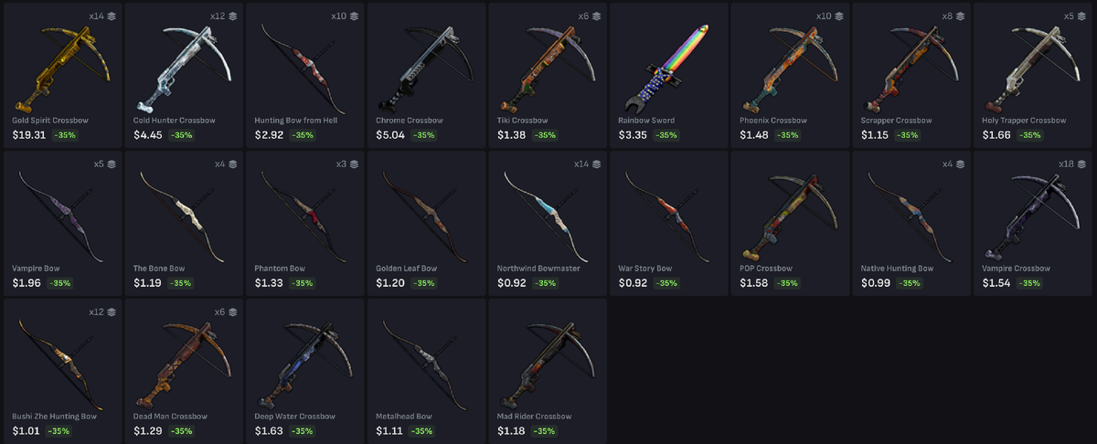 Разные скины на луки в Раст