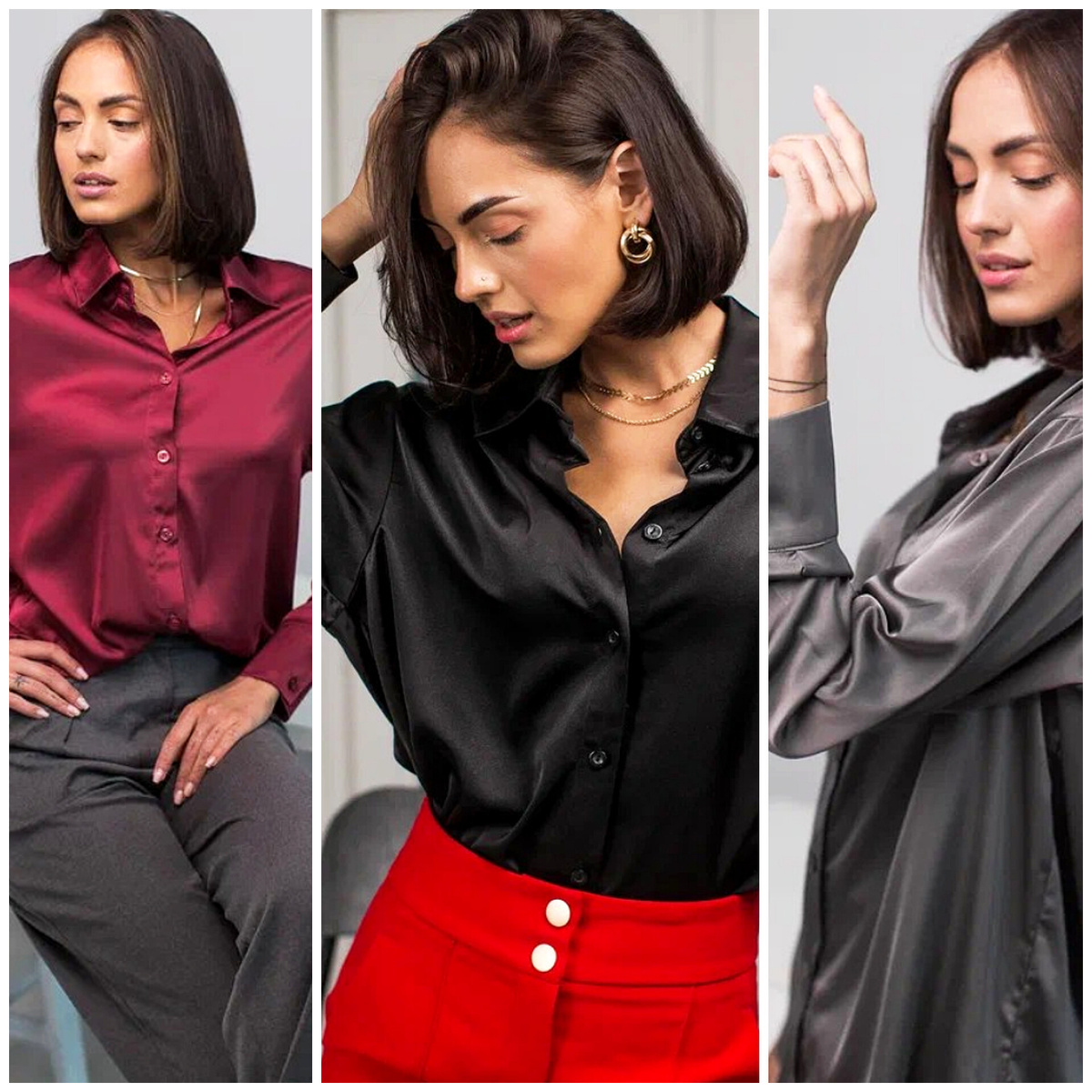 Шелковые базовые рубашки от от ANUTINA 