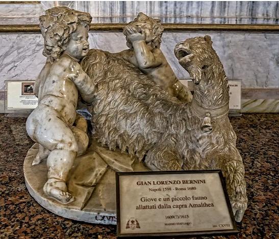 "Юпитер/Зевс, фавн и коза Амалфея" итальянский архитектор и скульптор Джованни Лоренцо Бернини (1598-1680).