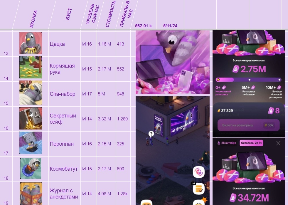 КЛЮКЕР - ТАБЛИЦА ПРОГРЕССА