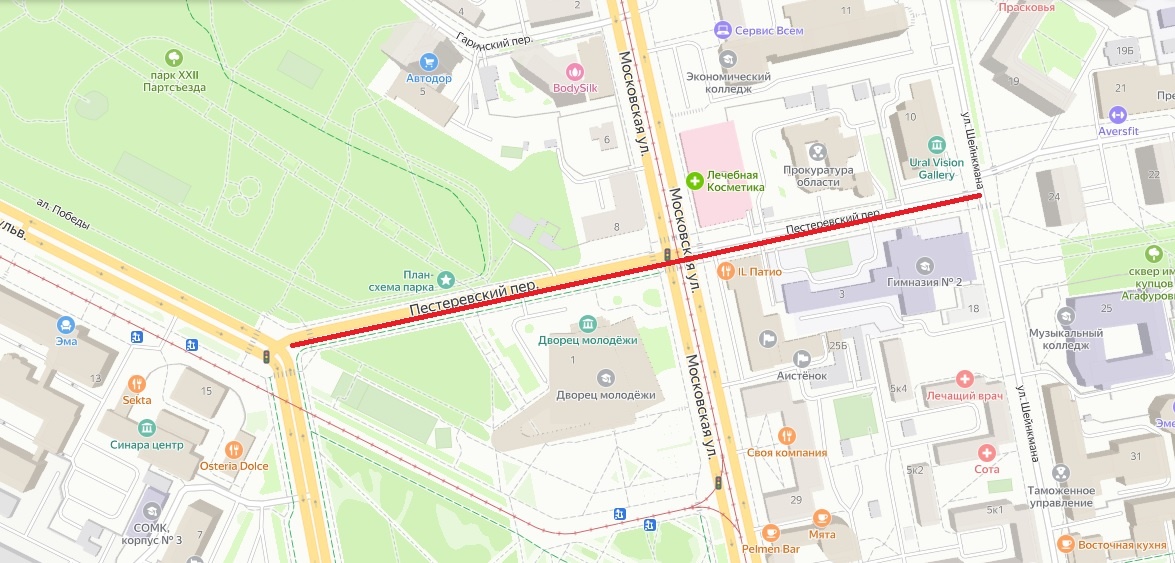 Переулок Пестеревский (Екатеринбург) © Яндекс